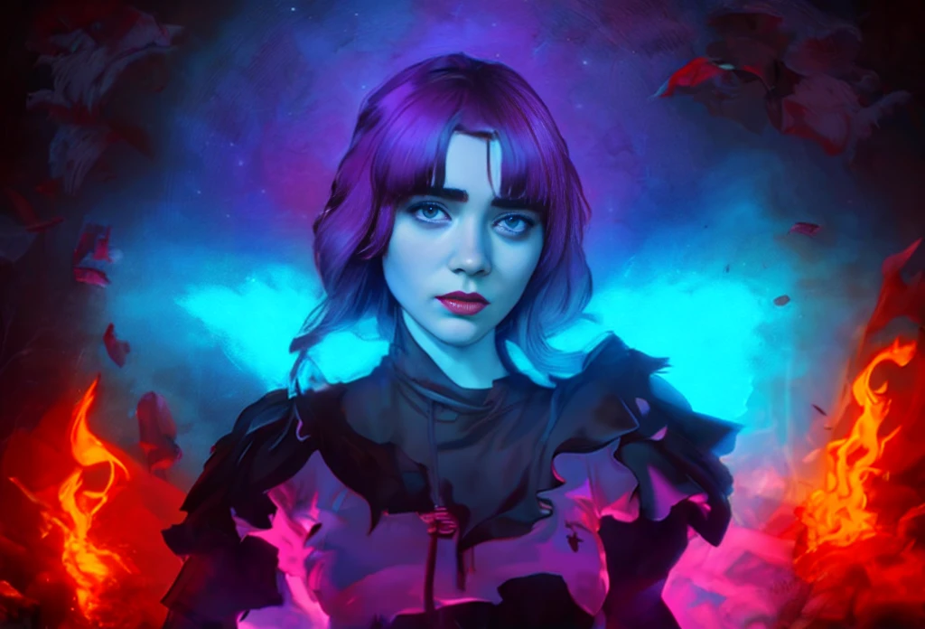 
a poster for the album,'the woman in the hoodie ', an album cover by Ferdynand Ruszczyc, trending on cgsociety, psychedelic art, looks a blend of grimes, looks like a mix of grimes, ) ominous vibes, cgsociety saturated colors, ultraviolet and neon colors, grimes - book 1 album cover, violent and vicious appearance