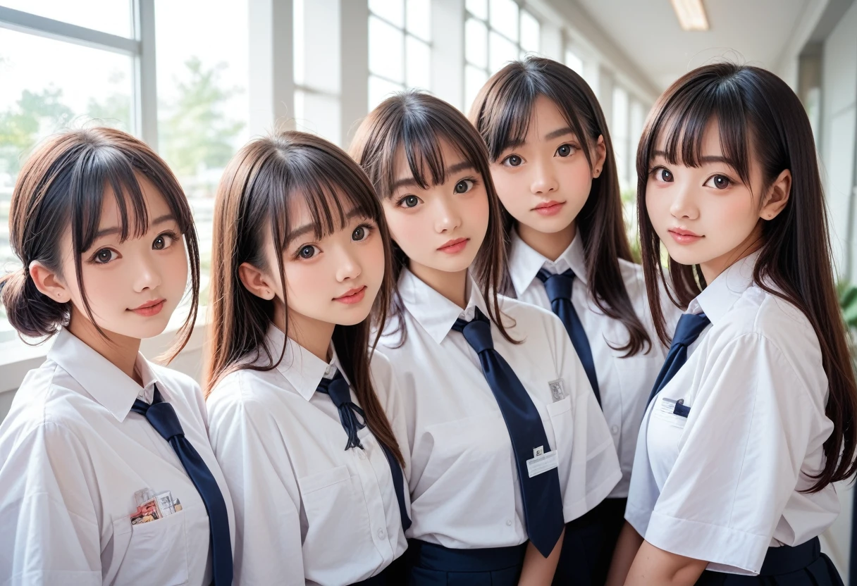 8K, original photo, best quality, masterpiece, actual, photo actual, Clear, professional lighting, pretty face, best quality,Ultra-high resolution, actual japanese beautiful, 4 girls, recover