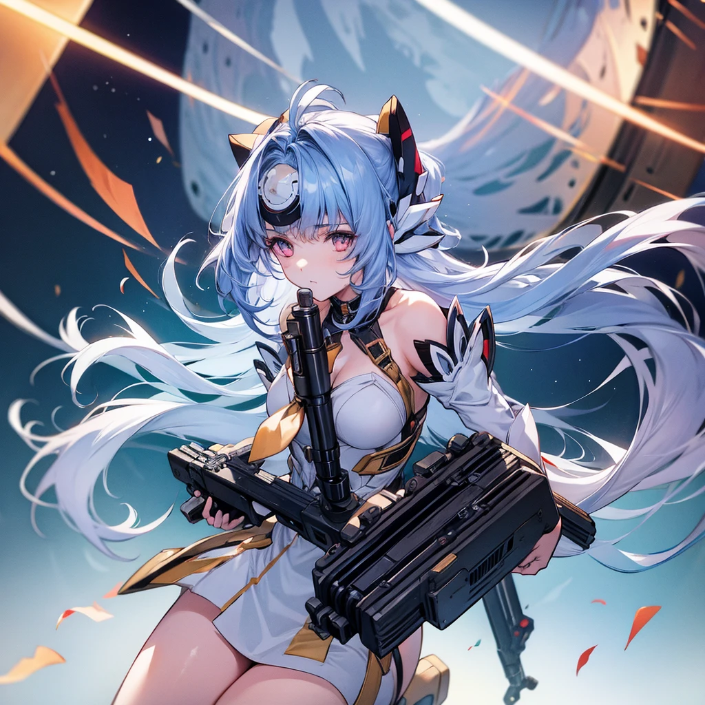 beautiful girl　Hold the Gatling Gun