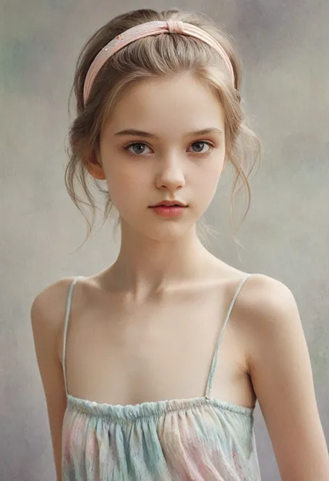 (кинематографическое фfromо:1.3) from (Фfromо до бедер:1.3),(skinny:1.3) Beautiful 12 year old girl, (complex light brown hair),...