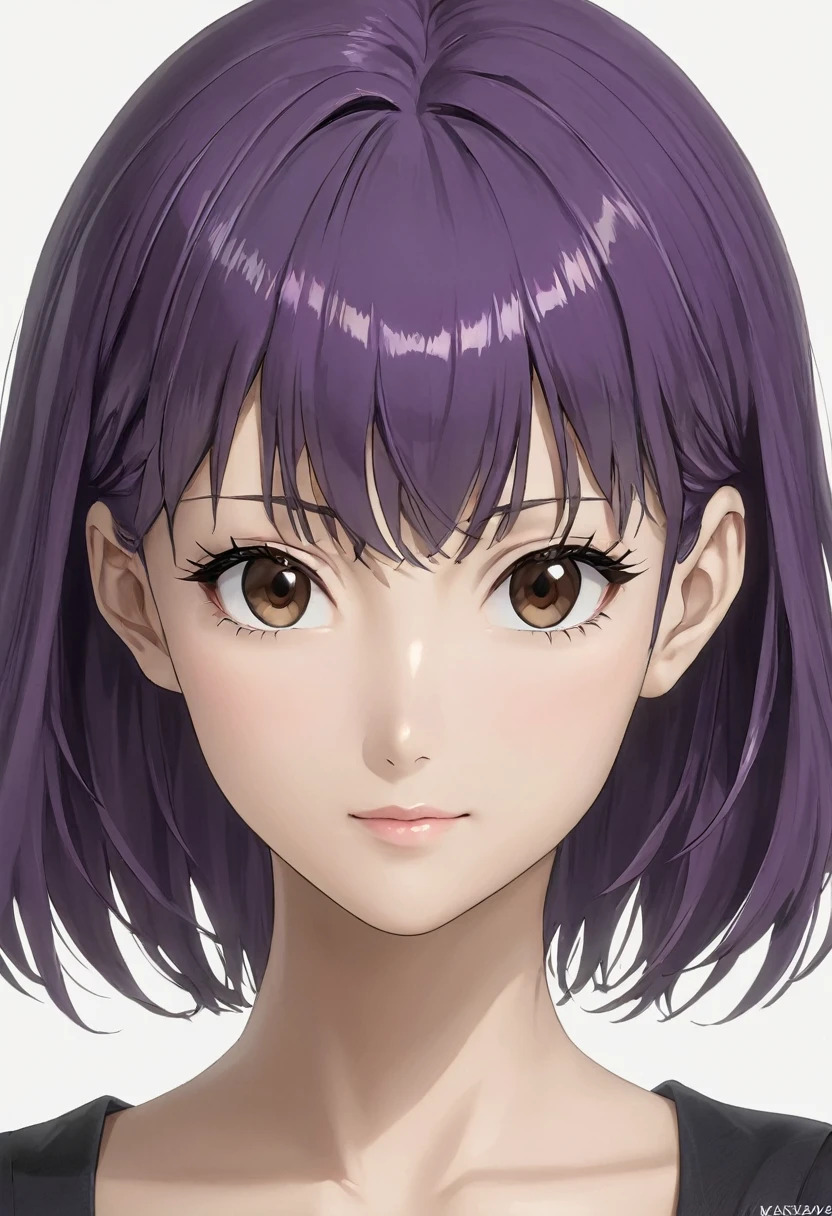 (high resolution,detailed, raw photo,Very realistic,8k),(Masterpiece: 1.3),((high resolution,detailed, raw photo,Very realistic,8k),(Misato Katsuragi),(highly detailed symmetrical attractive face),(purple hair,detailed hair),(seductive smile),(looking at the camera),(brown eyes,detailed eyes),(high detailed skin, skin pores),(seductive pose)