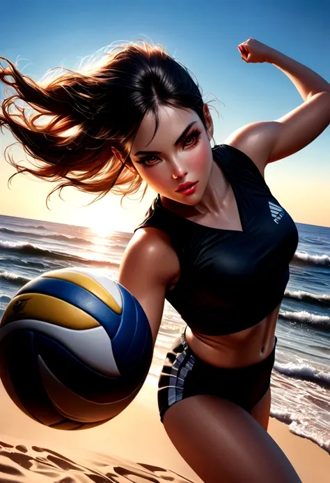 Kristin Kreuk, (Digital Painting),(Best Quality), 1girl in,Volleyball  uniform - SeaArt AI