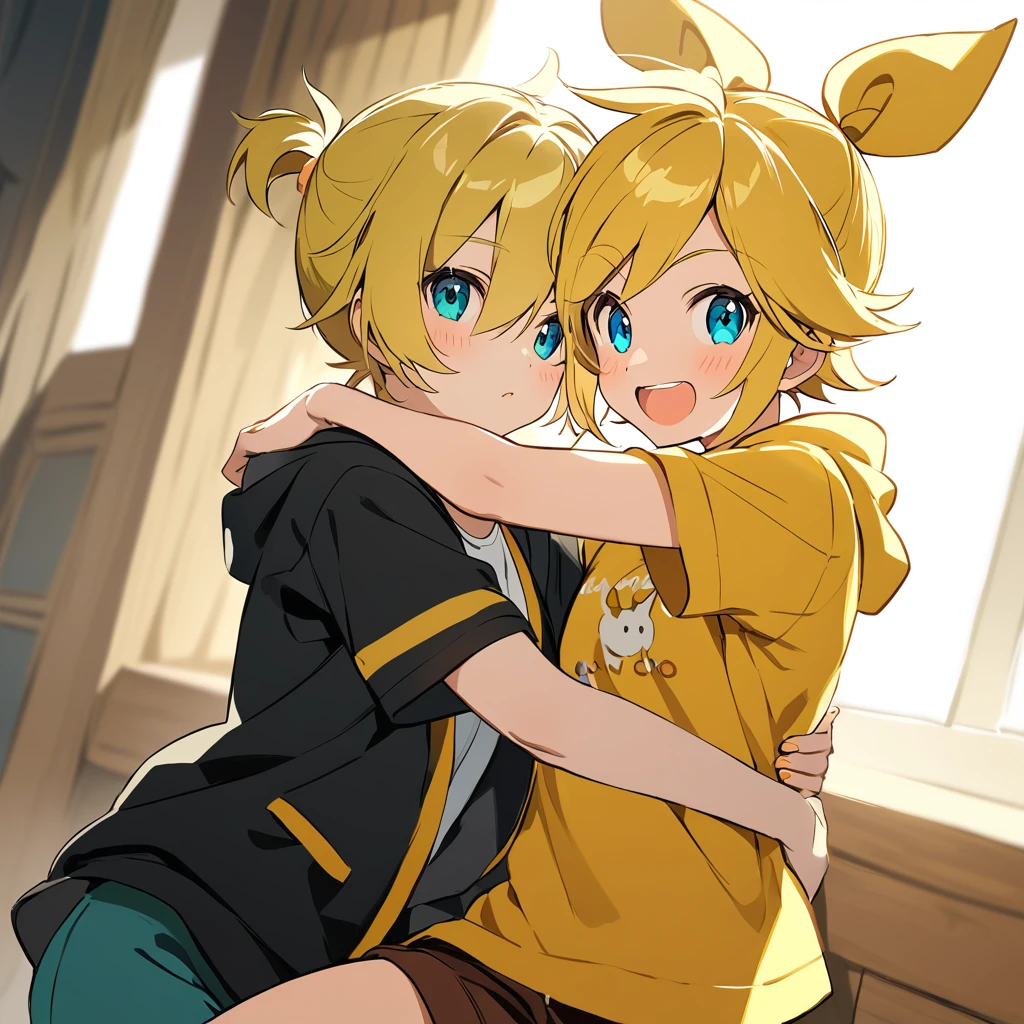 kagamine Rin and kagamine Len, style5,hug