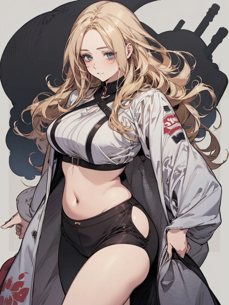 Beautiful plus size anime girl, fashion able overweight girl, pretty, large breasts, wide hips, big tummy, large stomach, cute stomach bump, fashion, outfit, cool pretty clothes, long hair, waist length hair, blonde hair, straight hair, 