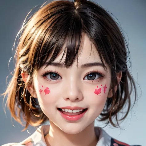White and Bright Red, (Masterpiece 8K TopQuality:1.2) (ProfessionalPhoto:1.37) ExtremelyDetailed (((a KAWAII girl's Face Printed...