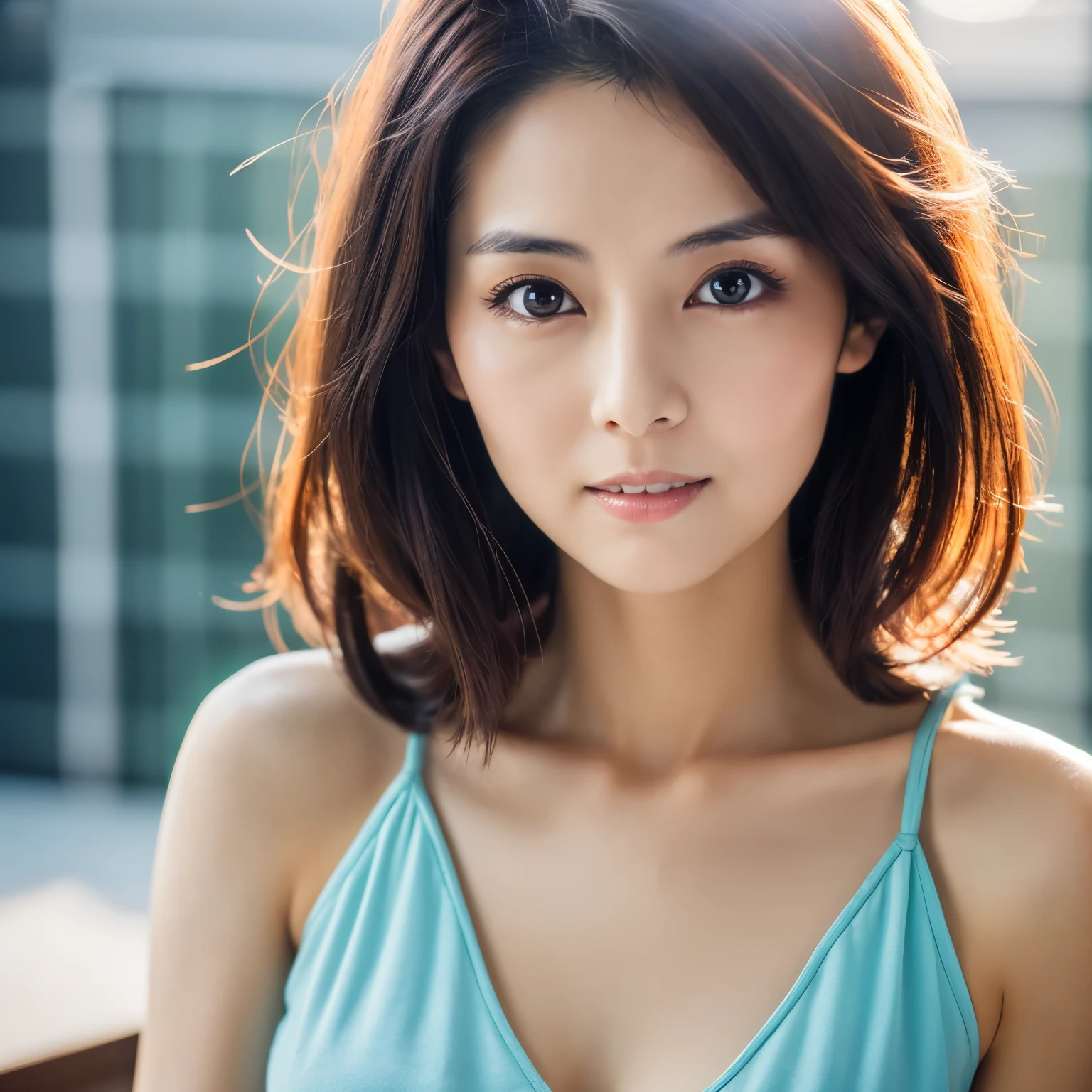 High quality, High resolution, 8K, masterpiece, Skinny Japanese lady, 30 years old, cute face, beautiful face, detailed face, beautiful eyes, detailed eyes, small breasts, very thin waist