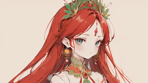 (designed by nty:1.4),upper body portrait of a girl, red and green colorful, rich and colorful, yoshitaka amano character design...