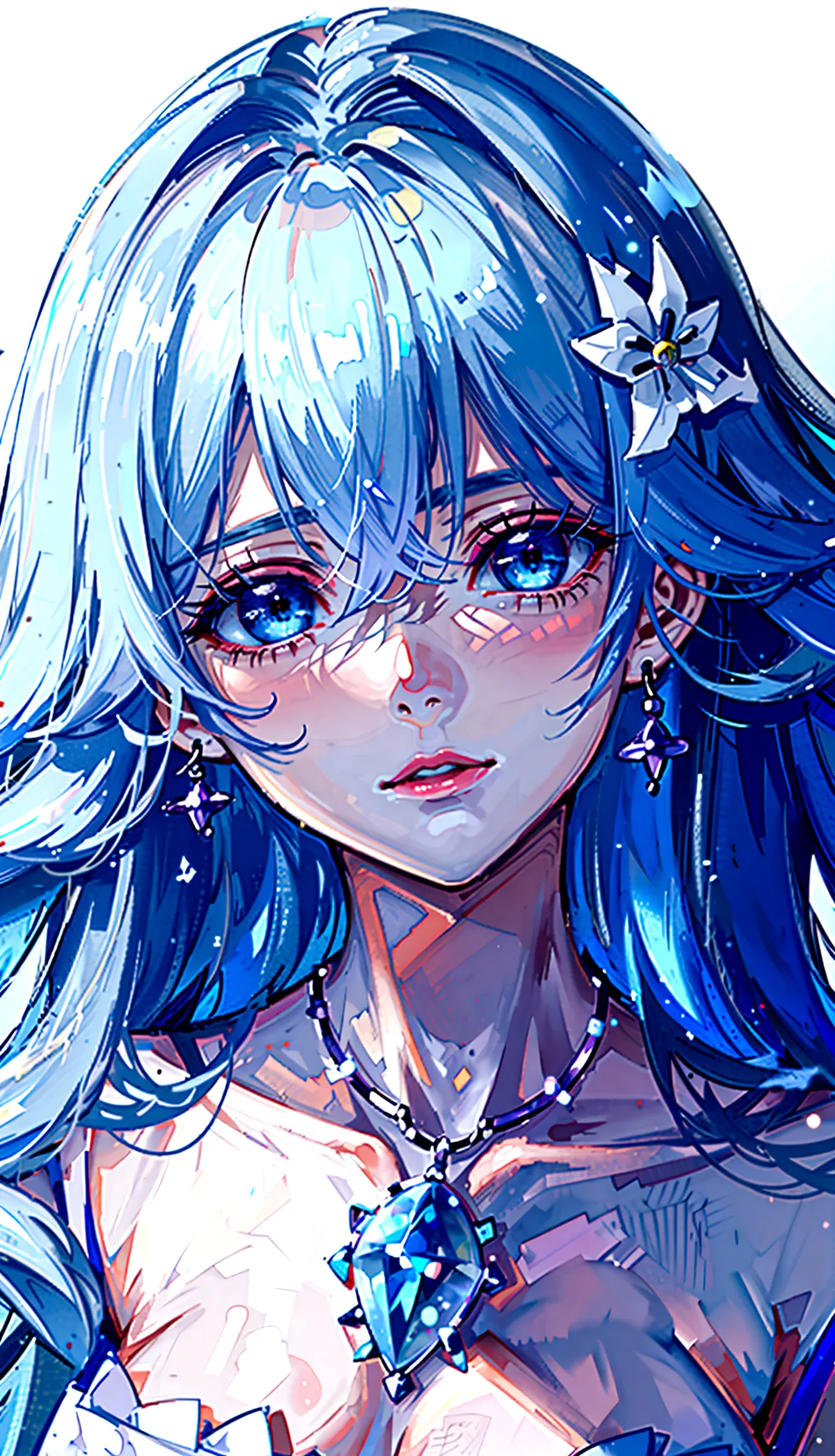 Anime girl with blue hair and blue eyes in a blue dress, Anime Style 4k, Beautiful anime portraits, Beautiful blue hair girl, An...
