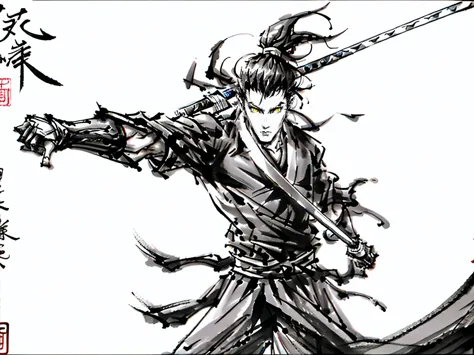 samurai,er dao liu,master piece,highest quality,ultra high resolution,super detailed,8k、one-armed swordsman