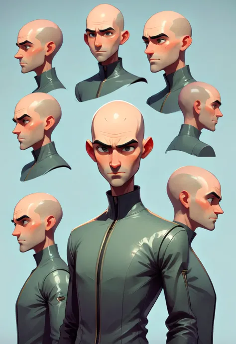 1 futuristic bald man, flat american, without any facial features, it seems that his face is lined with a type of texture, (ntf ...