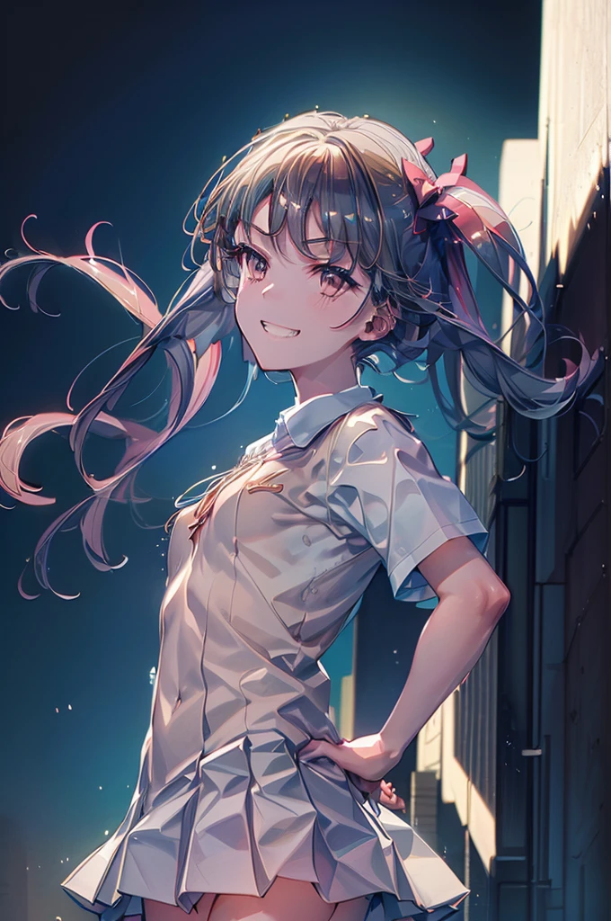 Kuroko Shirai, (Tokiwadai Junior High School Uniforms:1.5), Twin tails, Arms up, (masterpiece, Absurd quality, Highest quality, Official Art, beautifully、aesthetic:1.2), 16K, Very detailed, Most detailed, Sharp focus,), By famous artists, (Conversion Sequence), (difficult:1.8), (Simple blank background:2.0), Minimalism, sketch, (cowboy shot:1.5), (double exposure:1.5), kaleidoscopic, sketch, (floating hair:1.5), from below, (evil smile:1.5), Minimalism, (Silhouette:1.5), from front, crazy smile, Crazy pose, 