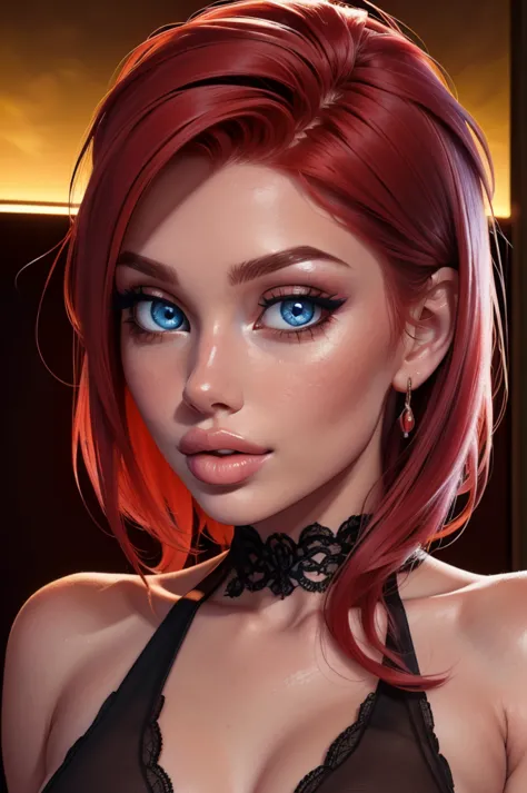 (sexy red haired young woman,perfect body,posing,model,stage,luxury hall),(oil painting),(detailed face,beautiful eyes,detailed ...