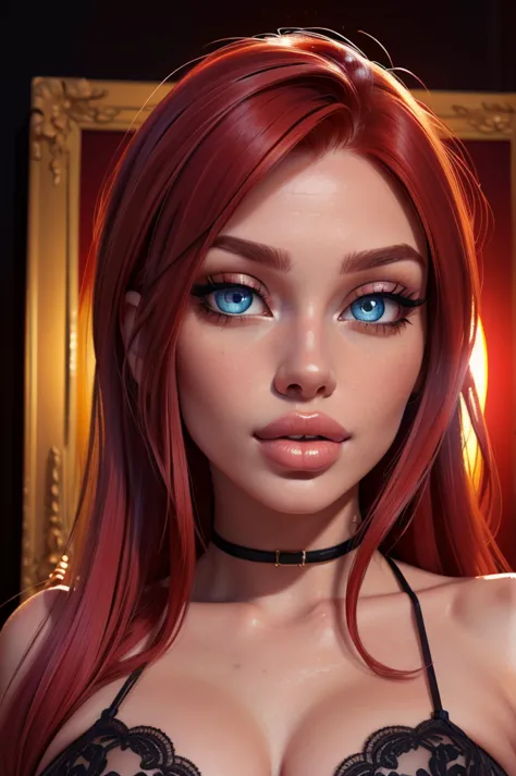 (sexy red haired young woman,perfect body,posing,model,stage,luxury hall),(oil painting),(detailed face,beautiful eyes,detailed ...