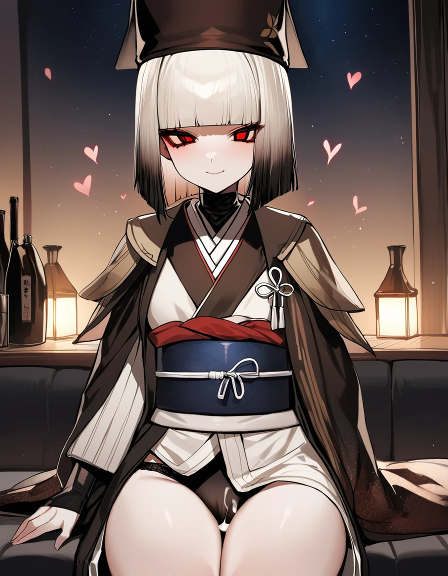 One girl,sen no rikyu \(destiny\), destiny/Grand Order,Iris,Multicolored Hair,Medium Hair ,kimono,kimono,,Have,Black Hat,sash,Tassel,A light smile,‎VIP lounge,at night,masterpiece,Highest quality, ,Young Girl,Intense penetration sex,Creampie Sex,Rape makes me feel good,At the peak,Heart Pupil,♡ranbu,Covered in semen,Massive ,Black panties