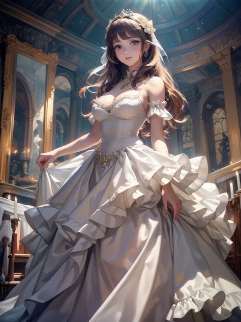 (((Dress Transparent Dress))), (((The dress features a voluminous hoop skirt and a long hem.、A gorgeous, incomparably gorgeous R...