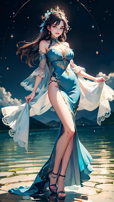 ((work of art, best qualityer)), 精致的面容，Kizi，all-body，Standing photo，perfect body proportions，gorgeous eyes，FantasyStyle，extremel...