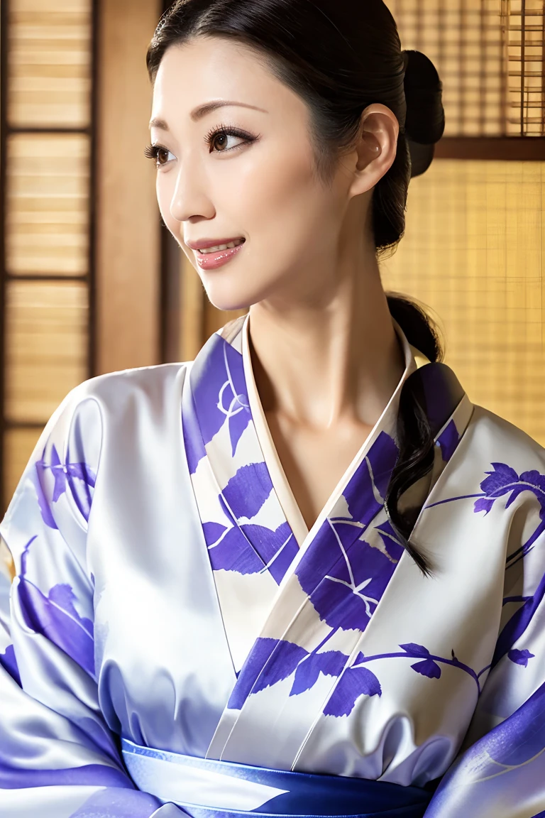 (Highest quality、Tabletop、8K、Best image quality、Award-winning works)、(One beautiful mature woman:1.1)、Adult face、(Innkeeper:1.1)、(A top-quality white kimono with an elegant floral pattern:1.2)、(A kimono with a perfect and precise collar:1.2)、Perfect mature woman portrait photo、Glowing Skin、Standing Elegantly、(The most realistic and perfect summer festival background:1.2)、(Strongly blurred background:1.2)、Glowing Skin、Very beautiful skin、(Accentuate your body lines:1.1)、(The most graceful posture:1.2)、(Large Breasts:1.2)、A perfect smile、Perfect beautiful glossy lips、(Accurate anatomy:1.2)、(A perfect and elegant outfit:1.1)、(Standing with good posture:1.1)、(Beautiful, elegant and top-quality patterned kimono:1.2)、、(Perfect and natural beautiful sleeves:1.2)、(A perfect and natural beautiful collar:1.2)、(Perfect and natural beautiful sleeves:1.2)、(An elegant and high-quality patterned kimono obi:1.4)、(A perfect and natural beautiful kimono obi:1.1)、(Chignon:1.2)、(Close-up of face:1.4)