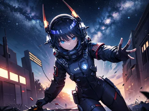 pilot suit,universe space(darkness)sf