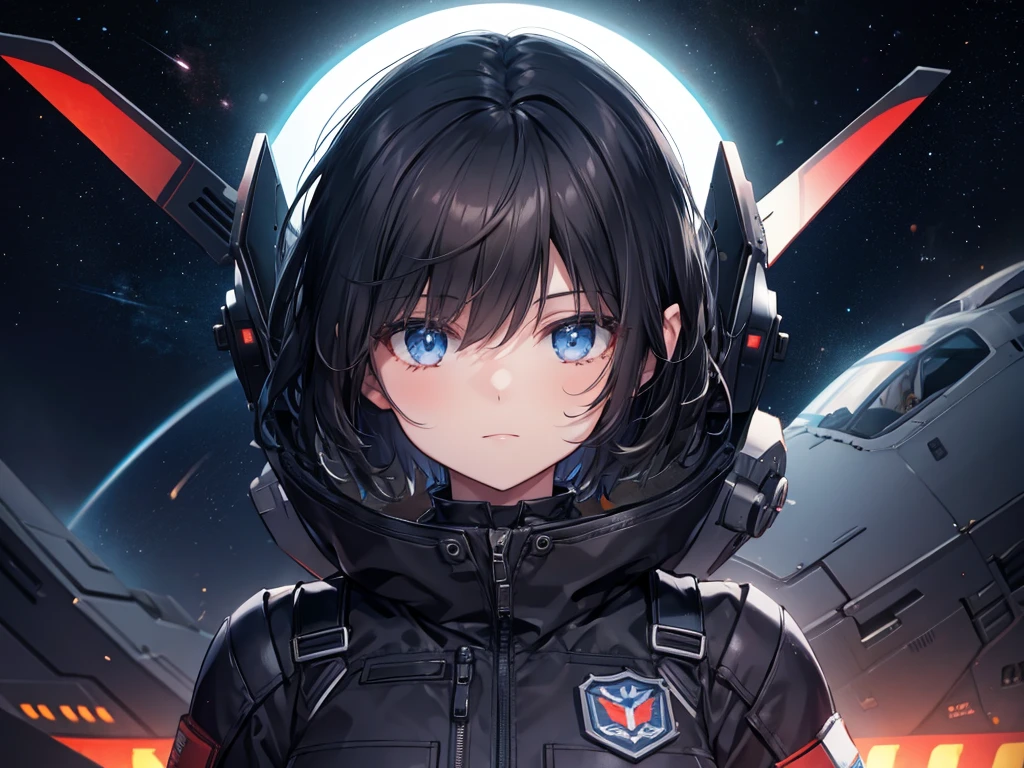 Pilot Suit,universe space(darkness)sf,military,One Girl(Short black hair)