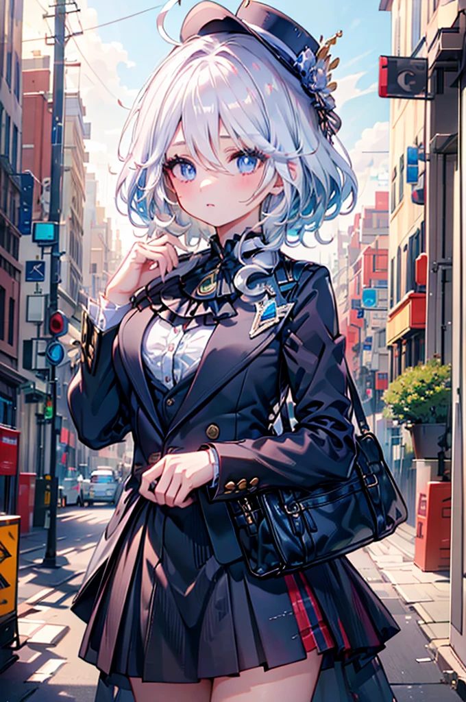 Best quality，tmasterpiece，1 plump girl，messy  hair，curled_the hair，The shirt，buisness suit，only，Kangjie，Wrist watch，choker necklace，looking over city，8K original image，Ultra-high resolution，highest details，complex，8K，HighDynamicRange