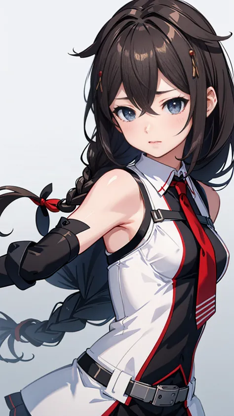 shigure kai 3 kancolle sleeveless black thimble glove black skirt braid 8k high resolution insanely detailedinsanely detailed ey...