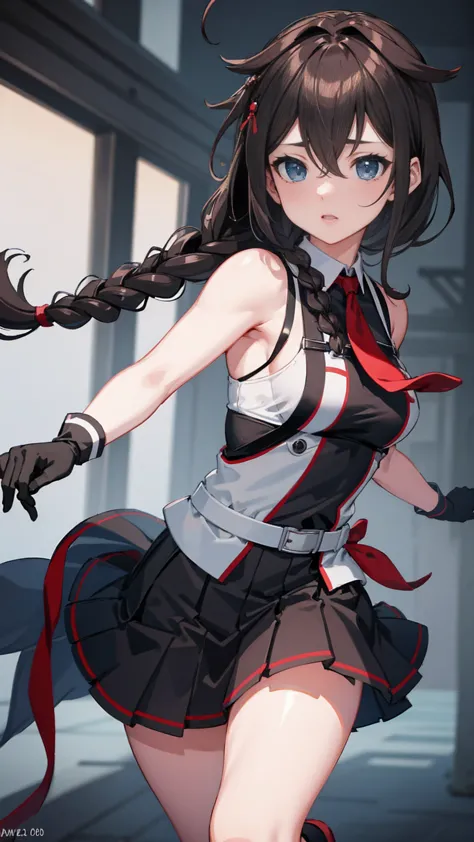 shigure kai 3 kancolle sleeveless black thimble glove black skirt braid 8k high resolution insanely detailedinsanely detailed ey...