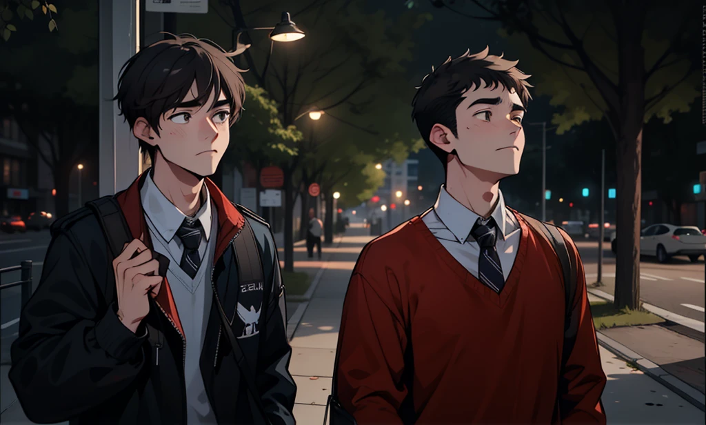 They are sad, somewhat distressed, two cute 18-year-old friends walk together 