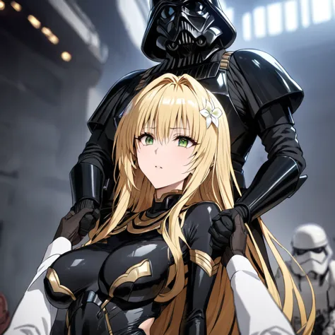 ((highest quality)), ((masterpiece)), (detailed), （perfect face）、the woman is a stormtrooper named tiare, with green eyes, mediu...