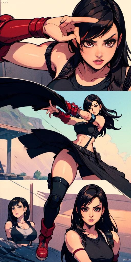  (Tifa Lockhart) mirando al frente, ida, Viniendo en dirección a la cámara, ida para a câmera, mirando al frente ida,