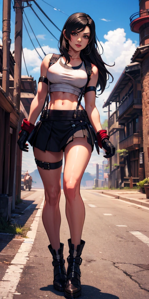  (Tifa Lockhart) De frente, indo, Vindo na direção da câmera, indo para a câmera, De frente indo,