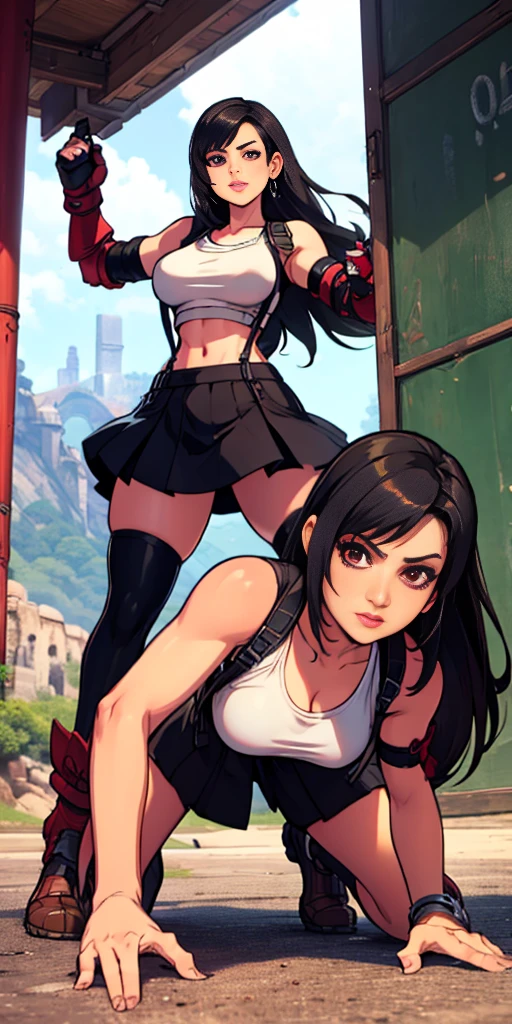  (Tifa Lockhart) De frente, indo, Vindo na direção da câmera, indo para a câmera, De frente indo,