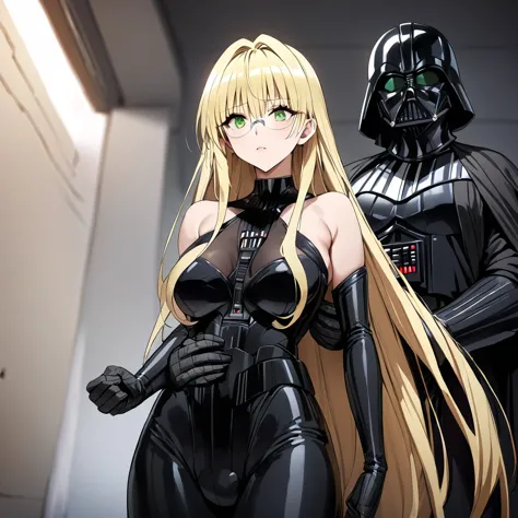 ((highest quality)), ((masterpiece)), (detailed), （perfect face）、the woman is a female darth vader named tiare, with green eyes,...