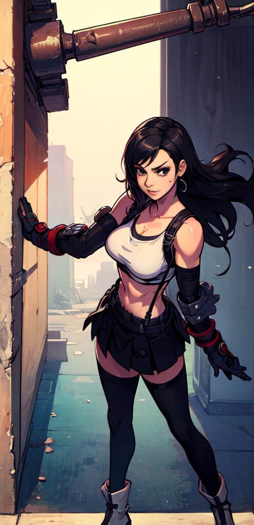  (Tifa Lockhart) 1 garota, De frente, indo, Vindo na direção da câmera, indo para a câmera, De frente indo,