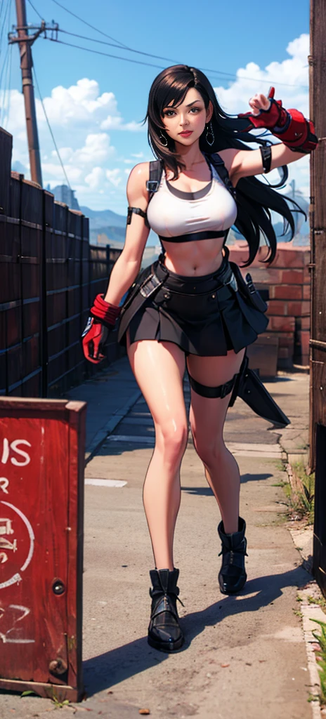  (Tifa Lockhart) 1 chica, mirando al frente, ida, Viniendo en dirección a la cámara, ida para a câmera, mirando al frente ida,