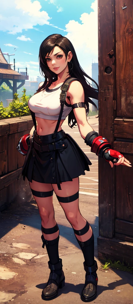  (Tifa Lockhart) 1 garota, De frente, indo, Vindo na direção da câmera, indo para a câmera, De frente indo,