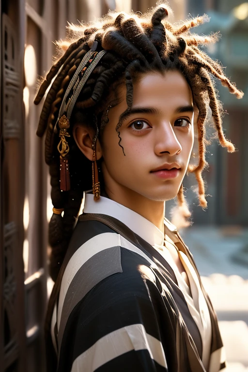 Arabian man with dreadlocks and striped shirt, Portrait of Danny Gonzalez, Headshot Portrait, Mid Shot Portrait, closeup Headshot Portrait, Portrait of a strong young man, Filmed in the early 2020s, Close-up portrait of a man, Headshot Photographygraph, Headshot Photography, Medium close up portrait, a black man with long curly hair, Profile photo