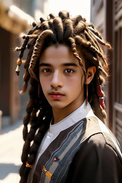 Arabian man with dreadlocks and striped shirt, Portrait of Danny Gonzalez, Headshot Portrait, Mid Shot Portrait, closeup Headsho...