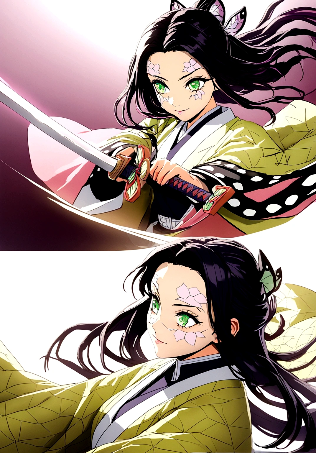 Beautiful woman,female demon slayer,kimetsu no yaiba,haori,long sword -  SeaArt AI