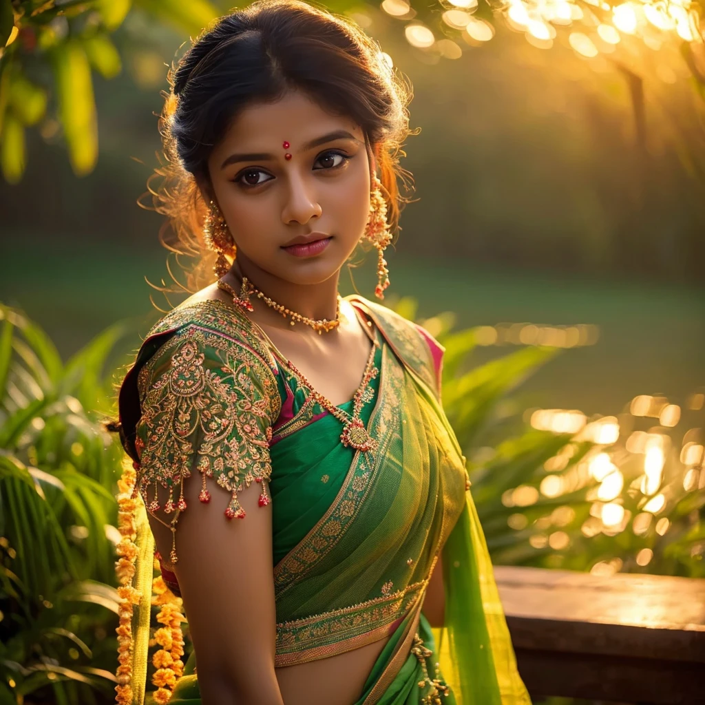 A beautiful mallu girl,traditional indian saree,inspired by kajol and  nayanthara - SeaArt AI