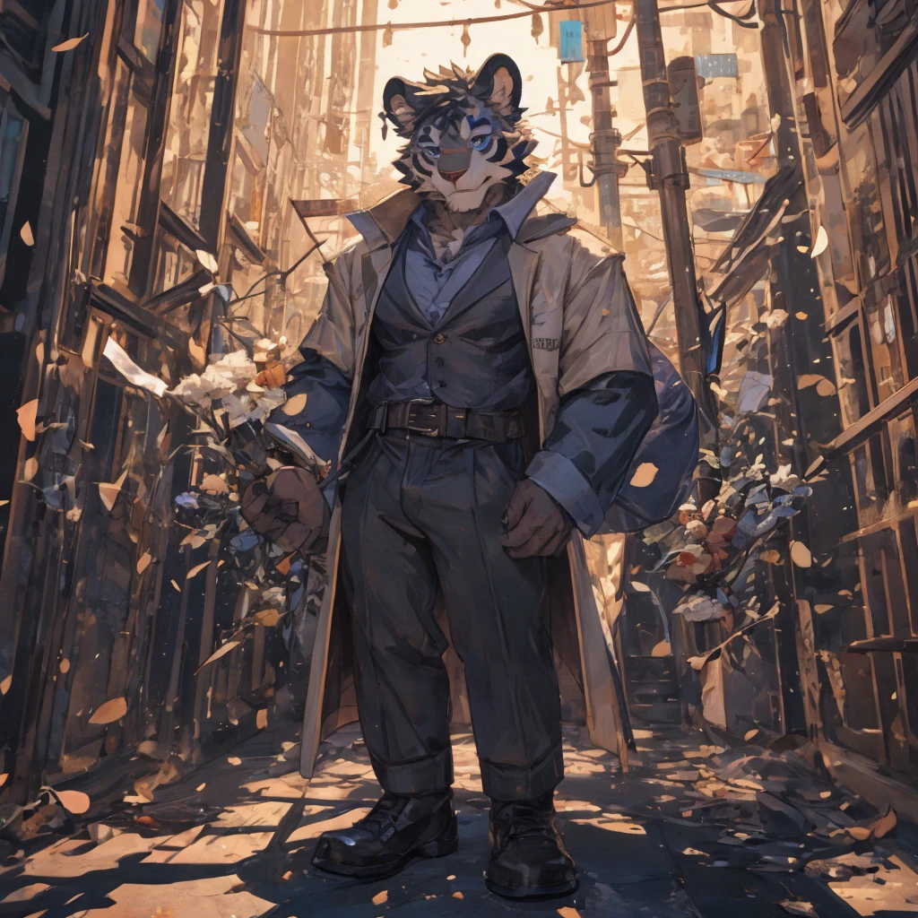 {{bara extremely handsome أبيض tiger,}} {{أبيض fur,}} أبيض, يرتدي سترة بدلة مزخرفة أنيقة, بنطلون, أبيض dress shirt and necktie, أبيض fluffy furry body and limbs, المتسكعون, طويل جدا, أكتاف واسعة جدًا, الخصر الضيق, الأسلحة العضلية, بيكس ضخمة, عيون أرجوانية, أرجل طويلة جدًا, انتفاخ هائل, نظرة ساخنة متطورة, 3/4 عرض, أفضل جودة, تفاصيل عالية, صورة سي جي, فن دفقة الشخصية, القرط الفضي على الأذن اليسرى, ابتسامة قائظ