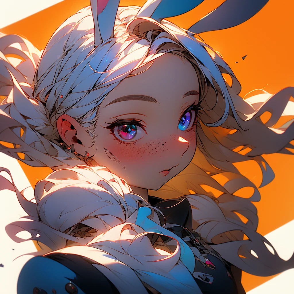 ((1Girl)) ((Bunny girl)) ((Bunny ears)) ((Bunny tail)) ((Cultist)) ((Cult leader))

She has long white hair that touches the ground, she has heterochromia iridium, her left eye is red, and her right eye is black, she has pale skin, with freckles all over, she has long brown bunny ears, and a brown bunny tail, she has bunny whiskers, she dresses in a gothic fashion, wearing skirts, and tiny tops, she has bruised knees, and wears platforms, she is a bunny-human hybrid, she is a cultist, a cult leader, she has bangs covering a hole in her forehead, she has brusies on her body. 