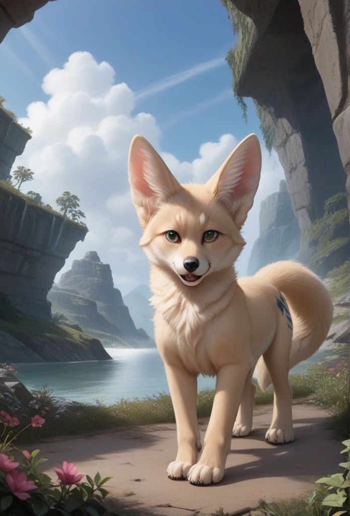 (score_9, score_8_up:1.1), score_7_ up, highly detailed, realistic, photorealistic, zPDXL, (1 girl,) slender,  , furry girl, Zara is a fennec fox girl with a slender and graceful build. Her fur is short and sandy brown, helping her blend into desert environments. Her most striking feature is her oversized ears, which are covered in soft, warm fur and have a delicate, almost translucent quality to them. Her eyes are a vibrant green, and her tail is long and fluffy, with a black tip.   , she wield medieval fantasy weapon, Staff of Magnus - Legendary staff rumored to contain fragments of Magnus himself, bestowing incredible magical abilities upon its wielder. ,  weapon, holding weapon, dynamic pose, thinking, detialed background
, masterpeice, detailed, intricated details, 8k, ultraclear , wide angle, detailed scene, detailed faces, perfect quality, tranding on artstation, incredible details , Painstaking Attention To Details , 