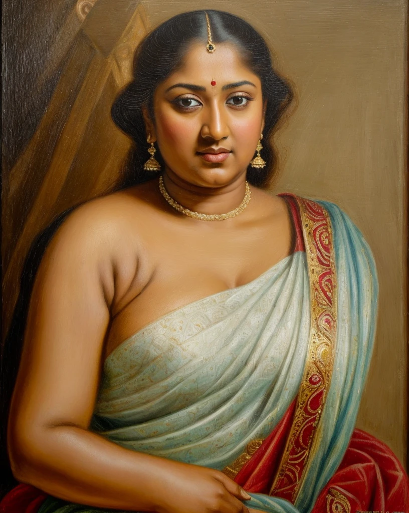 Looks like Nayanthara, exotic Indian art, inspired by oviyar maruthi style painting, inspired by mohanan manimala, Full figured beautiful woman, Apsara, Masterpiece, Beautiful Thick Woman, Best quality, high clarity eyes, critically flawless,sharp picture, Full portrait, High pixels, perfect face, perfect eyes, beautiful face, perfect hands,perfect fingers, in Peter Paul Rubens style, by Peter Paul Rubens, baroque style, acrylic on canvas, highly detailed, description: "Create a nymph inspired by the tales of Greek or Roman mythology, embodying the essence of a natural element or location, and possessing a unique ability or trait that sets her apart."