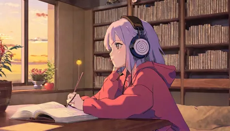 lofi girl, colored_narutomanga_ownwaifu, lofi girl listening to music