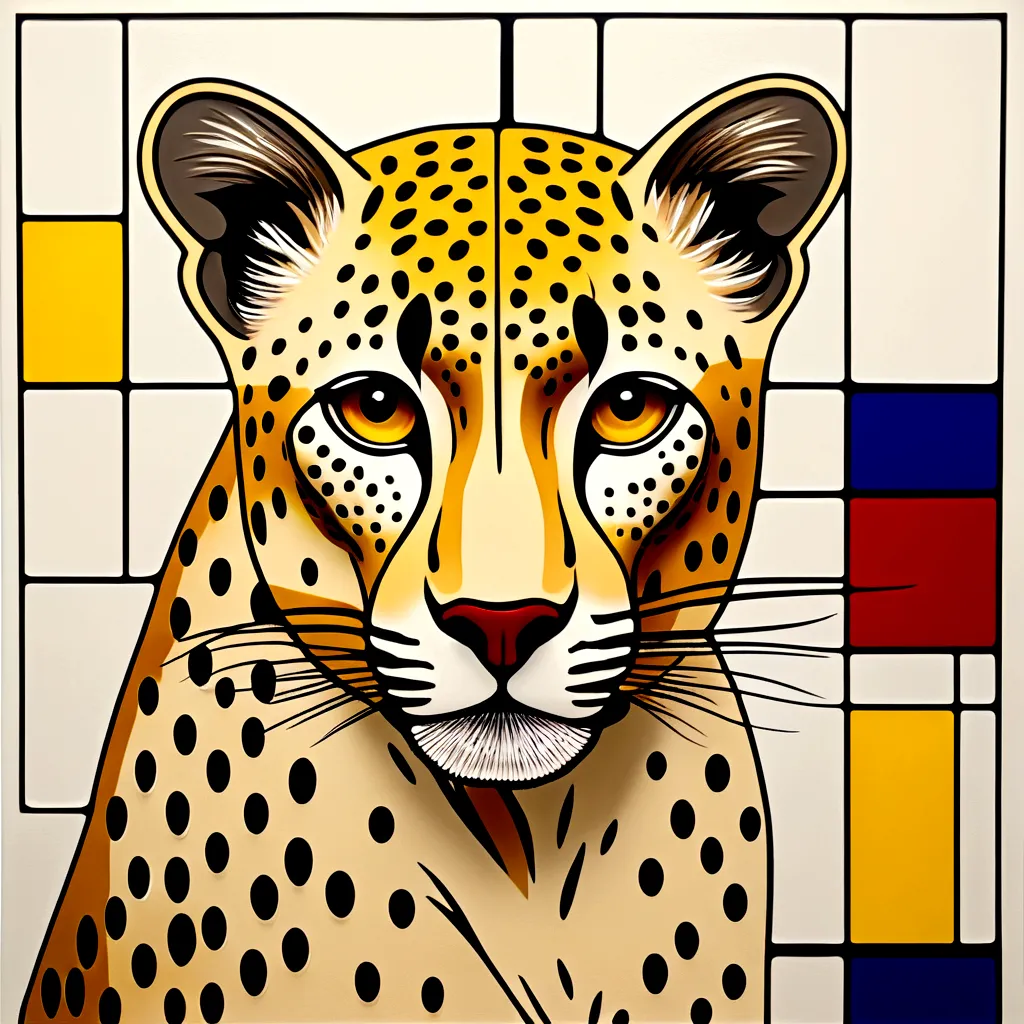 (((piet mondrian style))), cheetah