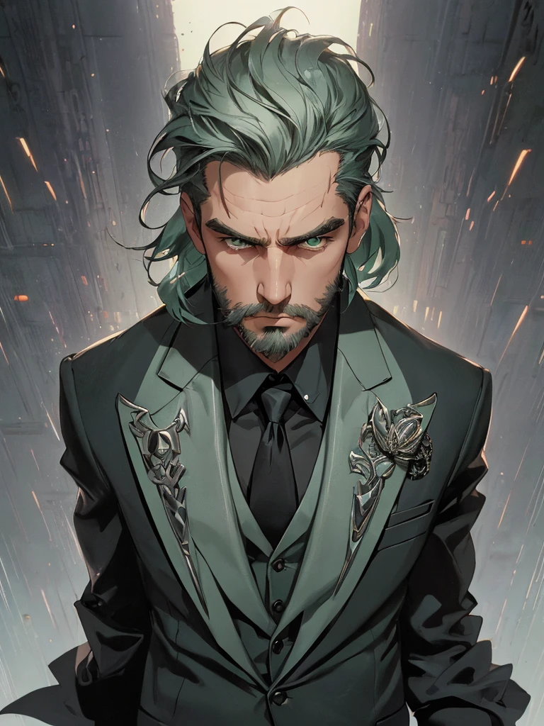 (An attractive man with perfect body with grey hair and green eyes with a serious and mysterious look)), ((one man)), (((Wearing mafia costumes))), ((formal clothes)) ((Mafia boss)), ((1920 costumes)), ((absurdres)), (masterpiece 1.3), (incredibly detailed), (highres:1.1), (high detailed skin:1.4), (high quality lighting), (skin texture), (UHD), (K), (studio lighting), (photorealistic), (hyper realistic), (symmetric face), (unreal engine), (bokeh), (high resolution scan), (professional photograph), ((stunning handsome man)), ((short beard)), ((stoic)), ((stern looking)) , ((symmetrical eyes)), (strong jawline), (green eyes), (grey hair), (short hair), (1man), (solo), (dark atmosphere), (Dynamic poses), (masterpiece,best quality) ,
