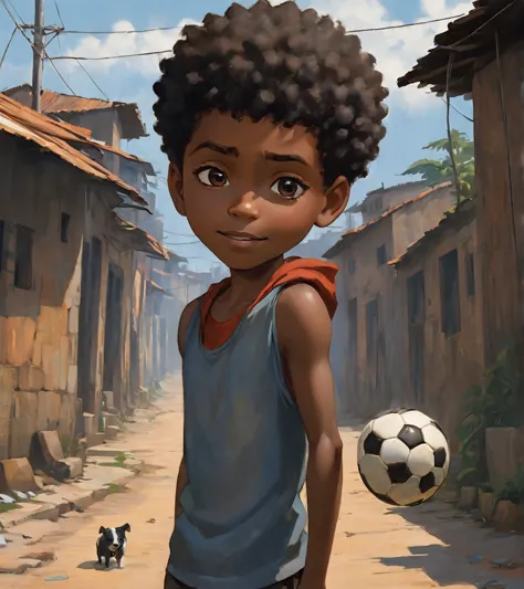 a poor afro-brazilian boy in a favela in porto alegre rio grande do sul brazil drawn by todd mcfarlane and greg capullo, he is w...