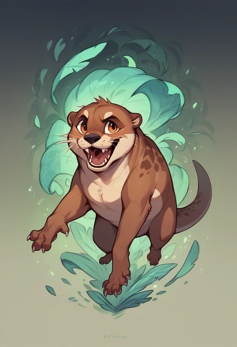 Feral, Otter, King, Mythology, in the style of Folklore