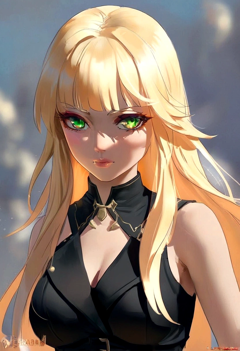 woman blonde hair green eyes and pink batm and a black top, realistic art style, RossDraws portrait, Artgerm portrait, Anime realistic artstyle, 4K realistic digital art, 4K realistic digital art, 8K Artgerm Bokeh, DeviantArt Artstation CGScosiety, ArtGerm extremely detailed, made with anime painter studio, RossDraw digital painting