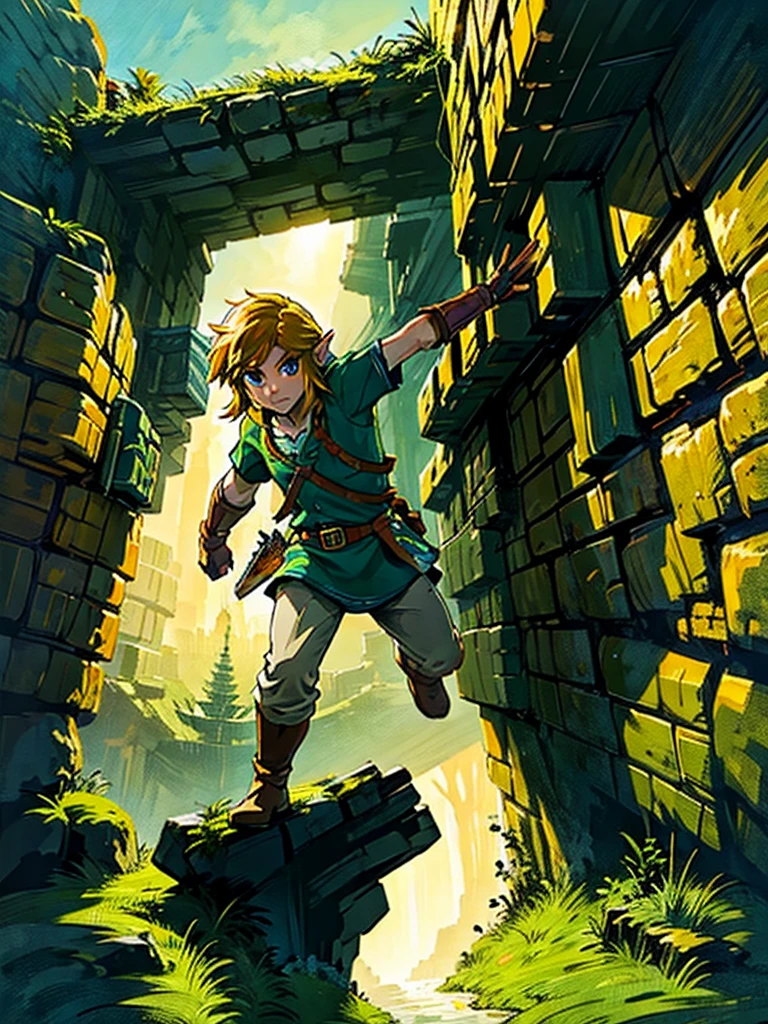 Character Link from Zelda, he with other character doing on adventure and got trapped, a very sharp photo and figure